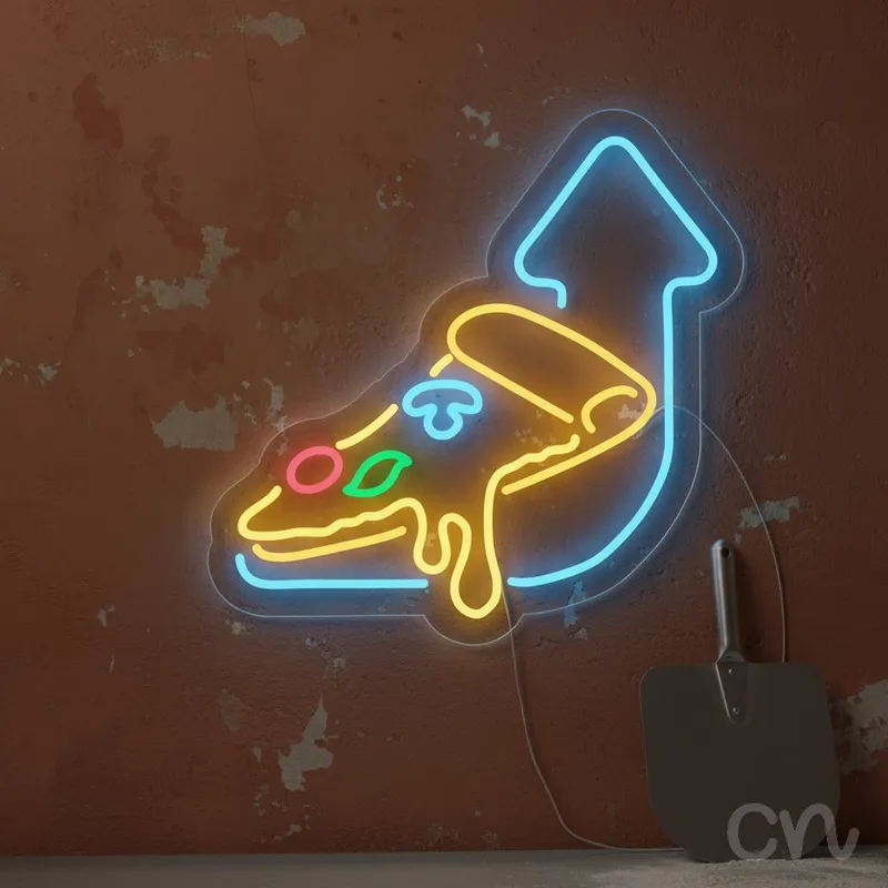 Custom Neon | Pizza Slice Neon Sign | 20x20 | Yellow Blue Red Green