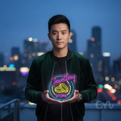 Custom Neon | Jewellery Store Neon Sign | 20x20 | Purple Yellow Blue Neon Sign