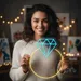 Custom Neon | Diamond Ring Design Neon Sign | 24x20 | Ice Blue, Warm Yellow 1