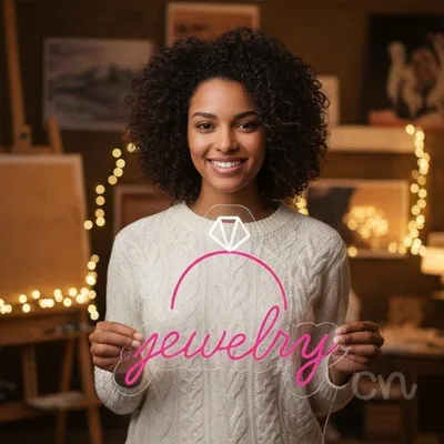 Custom Neon | Jewelry Neon Sign | 20x24 | Hot Pink Neon Sign for Unique Home Decor