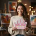 Custom Neon | Crown Design Neon Sign | 17x22 Inches | Pink and Yellow Neon Light 1