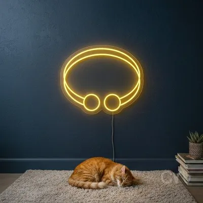 Custom Neon | Goggles Design Neon Sign | 19x22 | Yellow Neon Sign for Home Bar Decor