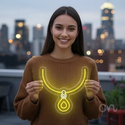 Custom Neon | Necklace Design Neon Sign | 23x23 | Yellow | Customizable Home Decor