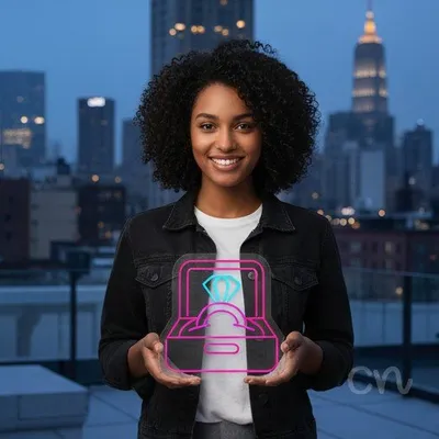 Custom Neon | Ring Box Neon Sign | 24x24 | Pink Blue Neon Sign for Romantic Decor