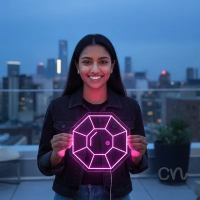 Custom Neon | Gem Shape Neon Sign | 22x22 | Hot Pink