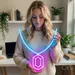 Custom Neon | Necklace with Pendant Neon Sign | 20x19 | Ice Blue and Hot Pink 1