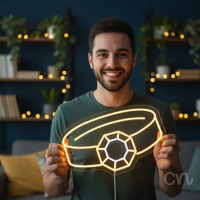 Custom Neon | Ring Design Neon Sign | 17x22 | Yellow | Perfect for Home Decor