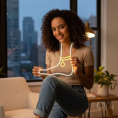 Custom Neon | Ankle Joint Neon Sign | 22x22 | Yellow Bright Neon Sign for Home Decor