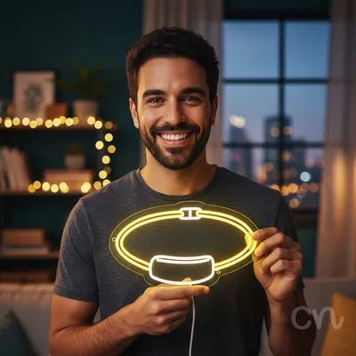 Custom Neon | Ring Shape Neon Sign | 12x20 | Yellow Neon Sign for Home Decor