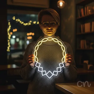 Custom Neon | Necklace Design Neon Sign | 24x19 Inches | Yellow Bright Light