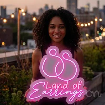 Custom Neon | Land of Earrings Neon Sign | 21x22 | Hot Pink