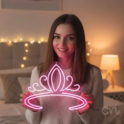 Custom Neon | Tiara Design Neon Sign | 20x26 | Hot Pink