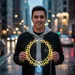 Custom Neon | Necklace with Droplet Neon Sign | 24x20 | Yellow and Blue Signs 1