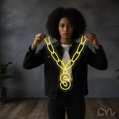 Custom Neon | Necklace with S Pendant Neon Sign | 24x20 | Yellow