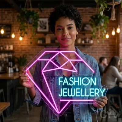 Custom Neon | Fashion Jewellery Neon Sign | 16x20 | Hot Pink, Ice Blue