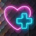 15x17 Heart with Medical Cross Neon Sign in Red & Blue LED – Healthcare Neon Light Wall Art for Clinics, Hospitals, Pharmacies, Wellness Centers, Gyms & Home Decor – LED Neon Sign for Healing & Care 1