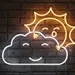 19x24 Sun and Cloud Neon Sign in Yellow & White LED – Cute Smiling Weather Neon Light Wall Art for Bedroom, Kids’ Room, Nursery, Cafe, Playroom, Events & Gifts – Cheerful LED Neon Wall Decor 2