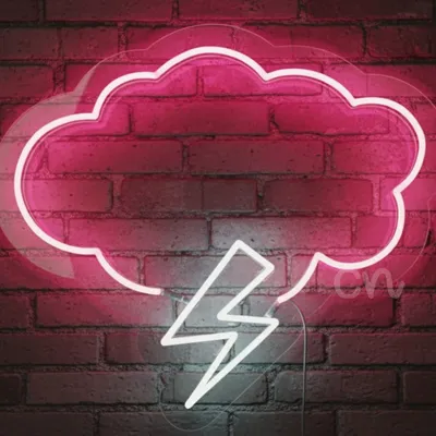 Custom Neon | Thunderstorm Cloud Neon Sign in Pink & White LED | 21x24