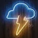 Custom Neon | Cloud with Lightning Bolt Neon Sign in White & Yellow LED | Bold Weather-Themed Neon Light Wall Art for Bedrooms, Bars, Game Rooms, and Creative Event Backdrops | 24x22 1