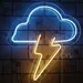 Custom Neon | Cloud with Lightning Bolt Neon Sign in White & Yellow LED | 24x22 2