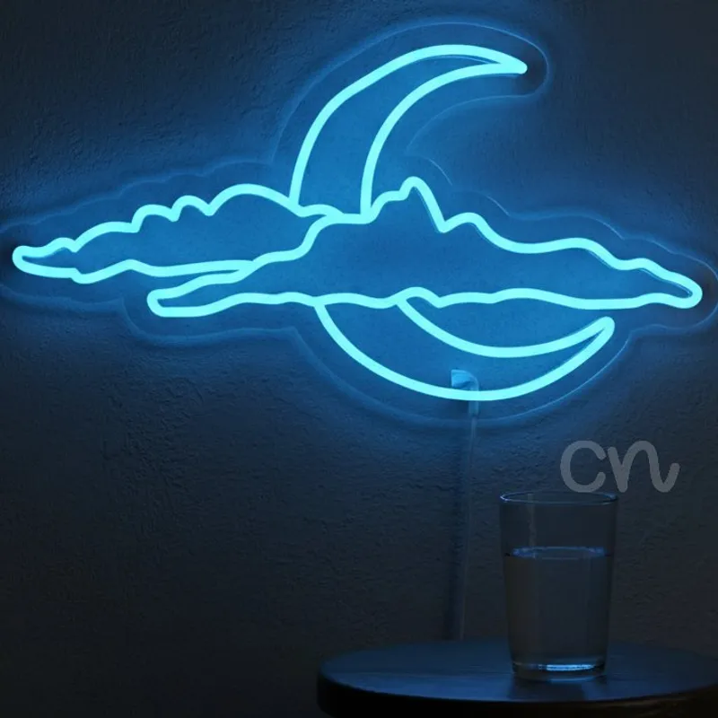 Custom Neon | Neon Flex Crescent Moon Cloud Sign |13x24 inch