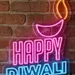 Custom Neon | Happy Diwali Neon Sign | 18x24 inch | Pink Blue Orange 1