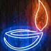 Custom Neon | Traditional Diya Neon Sign with Bright Flame and Elegant Outline | Efficient LED Decorative Wall Light for Homes, Temples, Restaurants, and Festival Events | 21x24 inch | Blue Orange 2