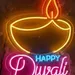 Custom Neon | Happy Diwali Neon Sign | 19x24 inch | Yellow Blue Pink 2