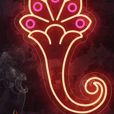 Custom Neon | Decorative Kalash Floral Neon Sign | 16x24 inch | Orange Pink