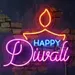 Custom Neon | Happy Diwali Neon Sign | 20x18 inch | Orange Blue Pink 2