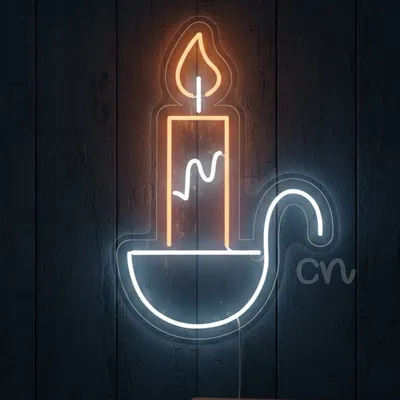Custom Neon | Candle Neon Sign | 16x24 inch | Orange White