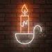 Custom Neon | Candle Neon Sign with Flame and Holder Outline Design | Energy-Efficient LED Decorative Wall Light for Homes, Temples, Restaurants, Shops, and Festival Events | 16x24 inch | Orange White 2