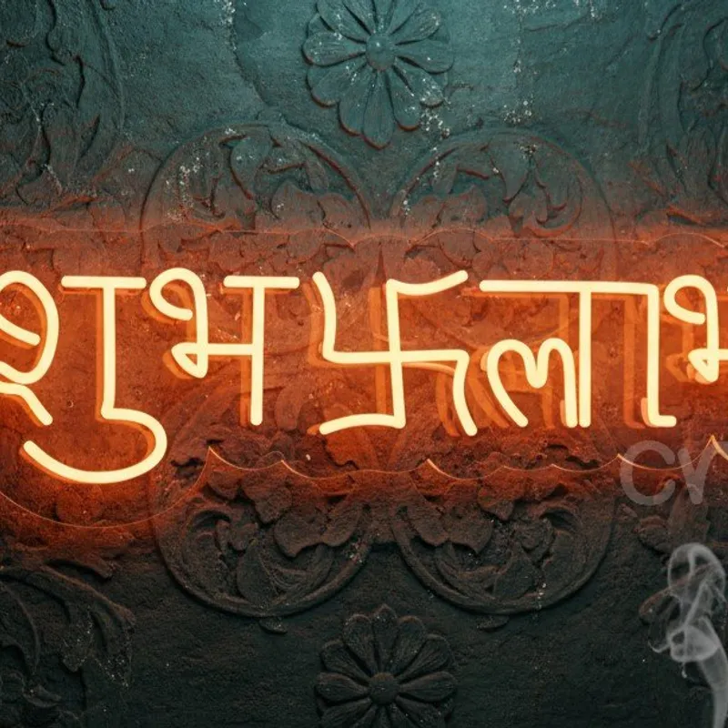 Custom Neon | Shubh Labh Hindi Neon Sign | 27x9 inch | Orange