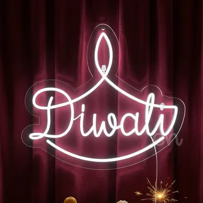 Custom Neon | Diwali Neon Sign | 20x18 inch | White