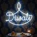 Custom Neon | Diwali Neon Sign with Elegant Diya Lamp Outline and Script Design | Energy-Efficient LED Decorative Wall Light for Homes, Shops, Offices, and Festival Events | 20x18 inch | White 2