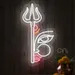 Custom Neon | Goddess Durga Face with Trident Neon Sign | 14x25 inch | Pink Orange White 2