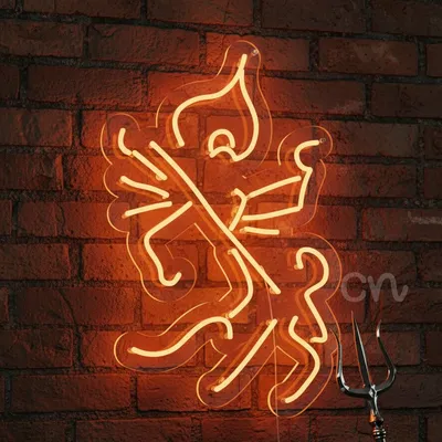 Custom Neon | Goddess Durga with Trident Outline Neon Sign | 15x23 inch | Orange