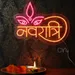 Custom Neon | Navratri Neon Sign with Goddess Eyes Design | 24x19 | Orange Pink 1