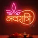 Custom Neon | Navratri Neon Sign with Goddess Eyes Design | 24x19 | Orange Pink 2