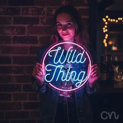 Custom Neon | Wild Thing Neon Sign | 23x23 | Ice Blue and Hot Pink Neon Sign