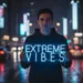 Custom Neon | Extreme Vibes Neon Sign | 11x24 | Ice Blue Neon Sign for Modern Decor 1
