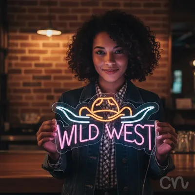 Custom Neon | Wild West Neon Sign | 14x24 | Hot Pink, Orange