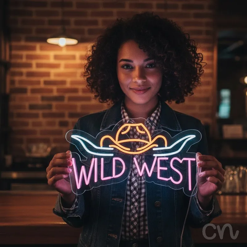 Custom Neon | Wild West Neon Sign | 14x24 | Hot Pink, Orange