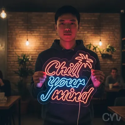 Custom Neon | Chill Your Mind Neon Sign | 23x24 | Pink and Blue