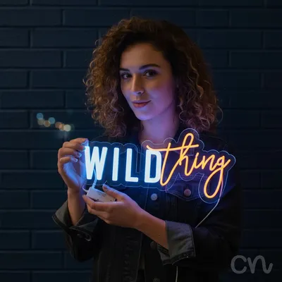 Custom Neon | Wild Thing Neon Sign | 12x25 | Ice Blue Warm Orange Neon Sign
