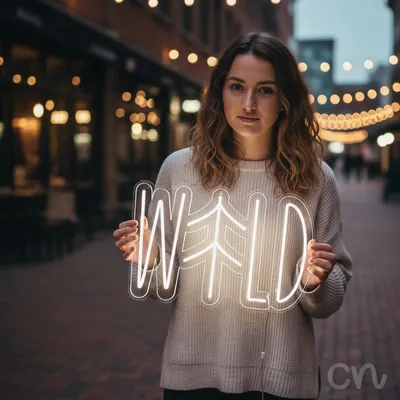 Custom Neon | Wild Neon Sign | 15x24 Inches | White Neon Sign for Home & Bar Decor