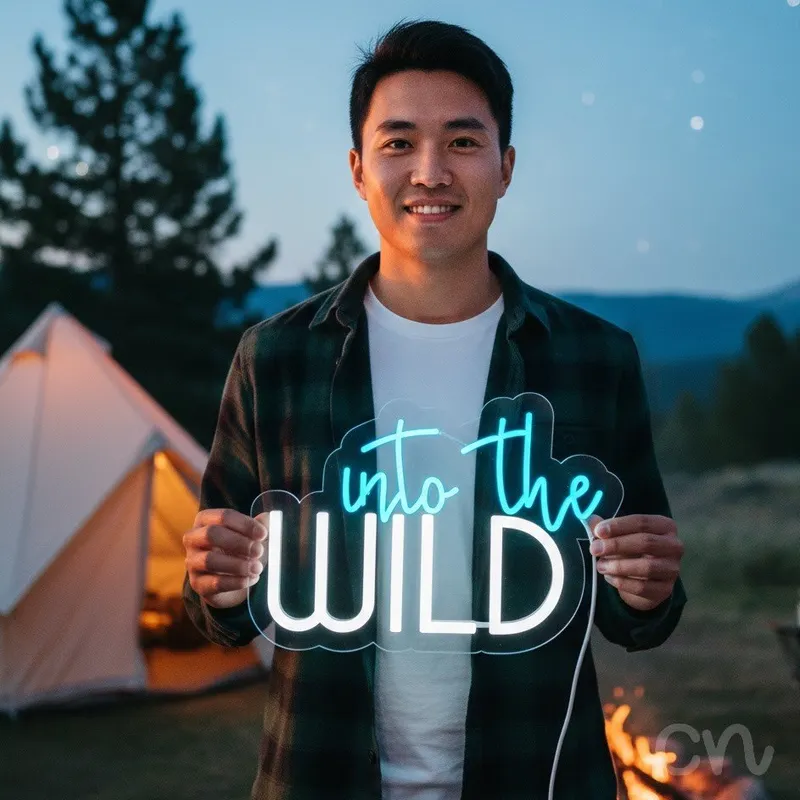 Custom Neon | Into the Wild Neon Sign | 17x24 | Ice Blue Warm White