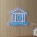 Custom Neon | Pharmacy Neon Sign with Medical Building and Cross Outline | Energy-Efficient and Durable LED Wall Light | Healthcare Decor for Pharmacies, Clinics,& Wellness Stores | 18x22 | Blue 1