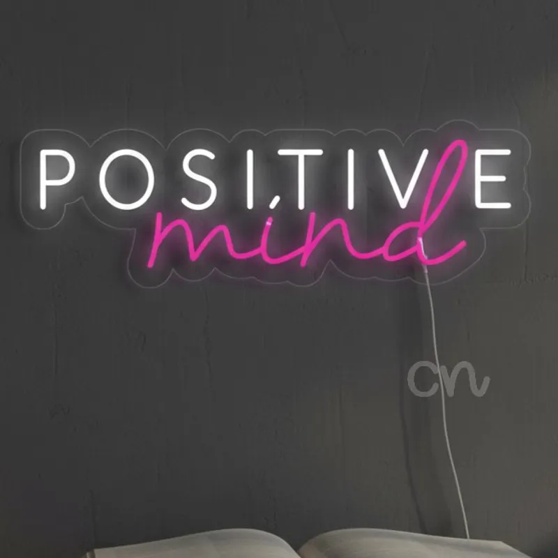 Custom Neon | Positive Mind Neon Sign | 30x10 | White & Pink