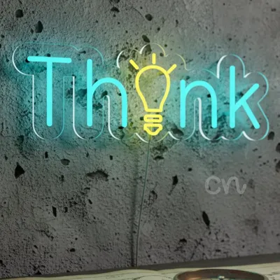 Custom Neon | Neon Flex Think Sign Plug-in LED Light | 30x11